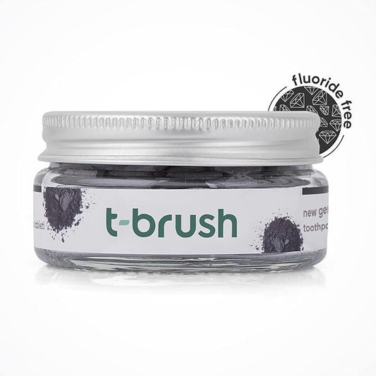 T-Brush Toothpaste Tablets - Activated Charcoal, Fluoride Free, Natural Ingredients, SLS Free, Gluten Free, Cruelty Free, Vegan - 90 Tablets