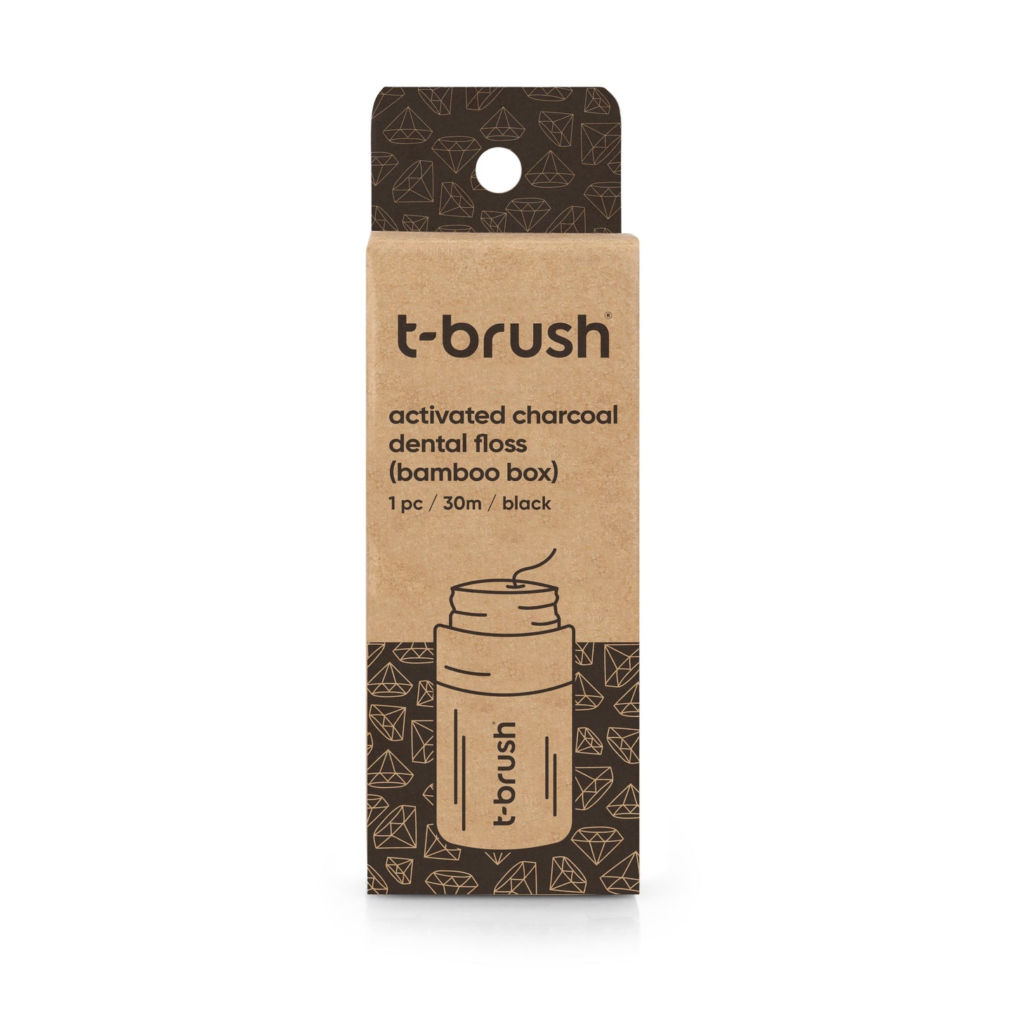 T-Brush Bamboo Box - Activated Charcoal Dental Floss  (30m)