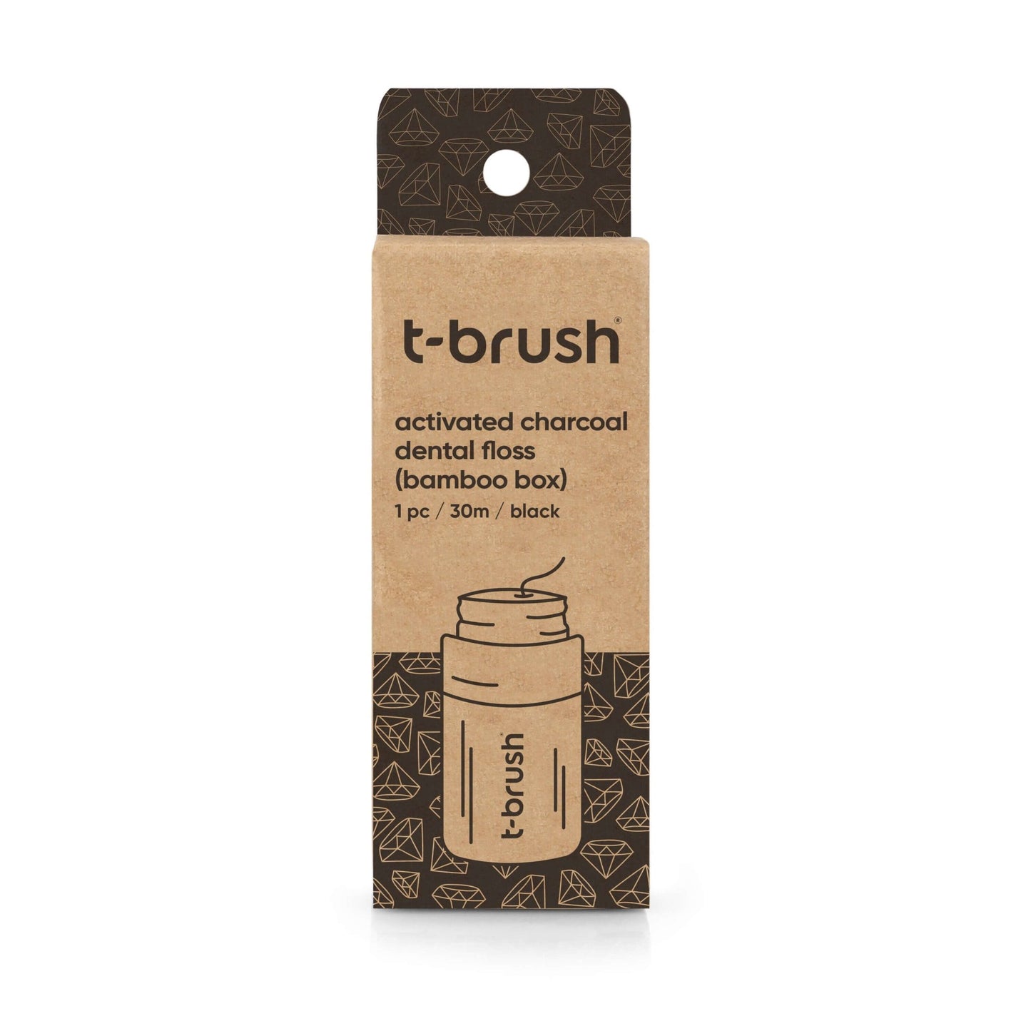 T - Brush Bamboo Box - Activated Charcoal Dental Floss (30m) - Docorp