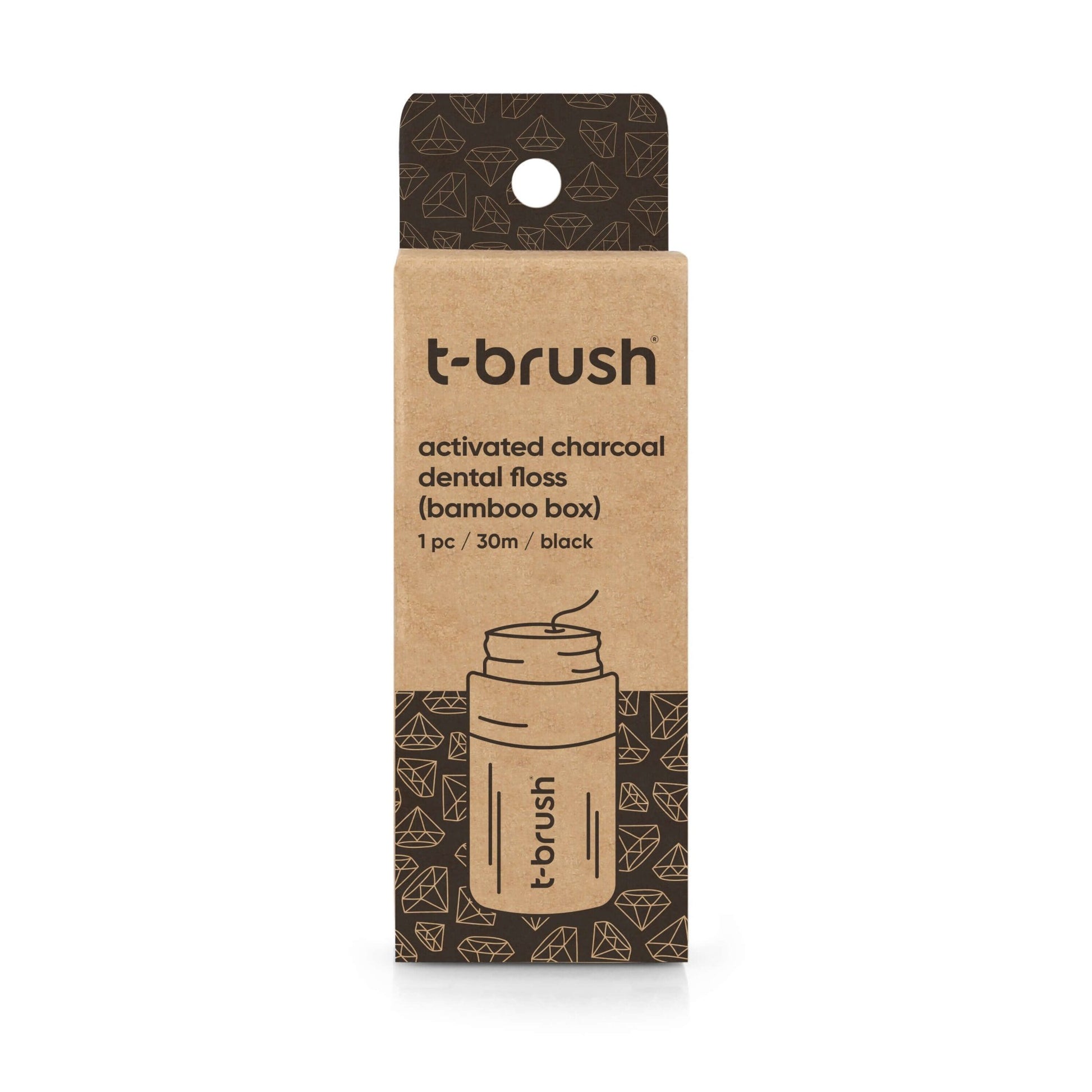 T - Brush Bamboo Box - Activated Charcoal Dental Floss (30m) - Docorp