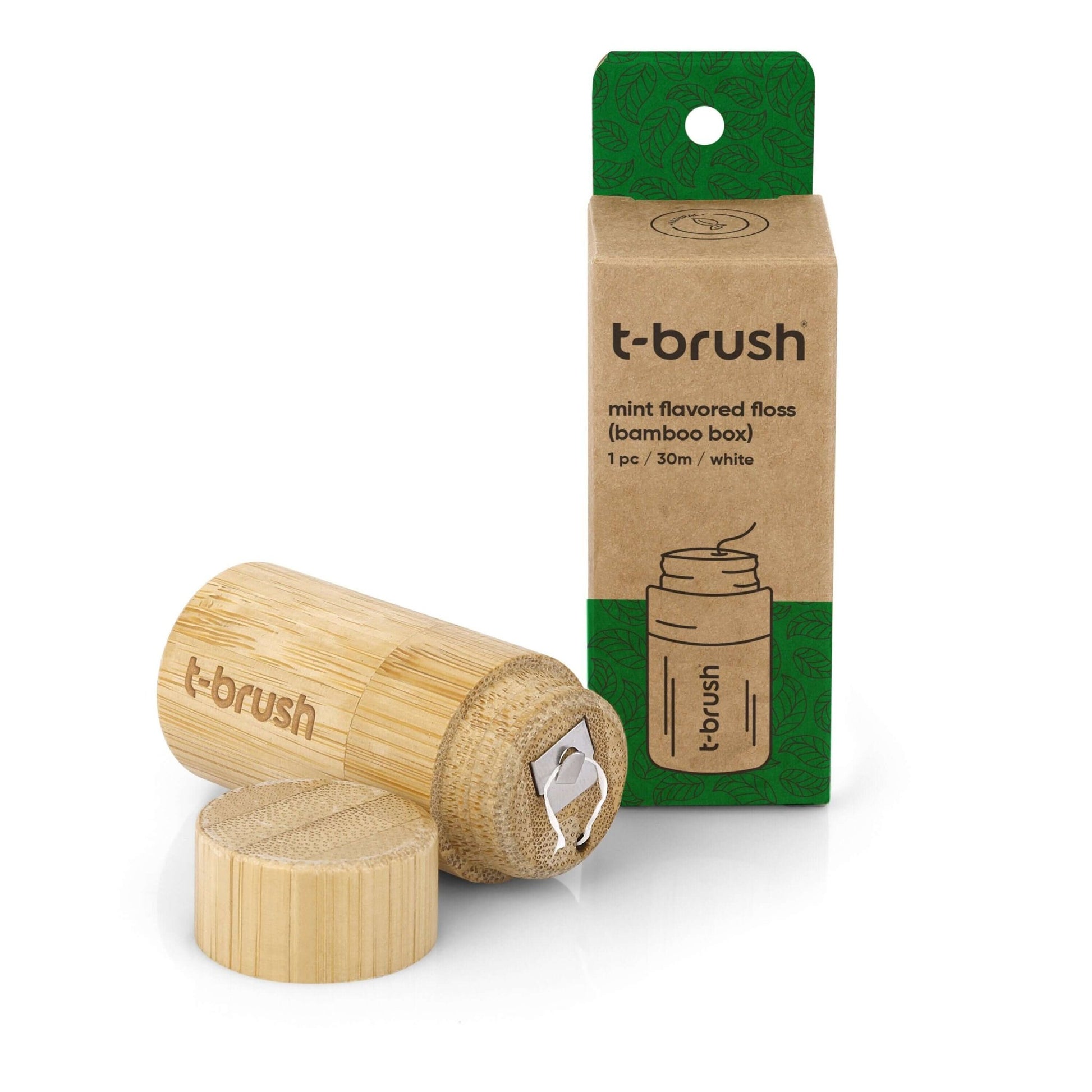 T - Brush Bamboo Box - Mint Flavored Dental Floss (30m) - Docorp