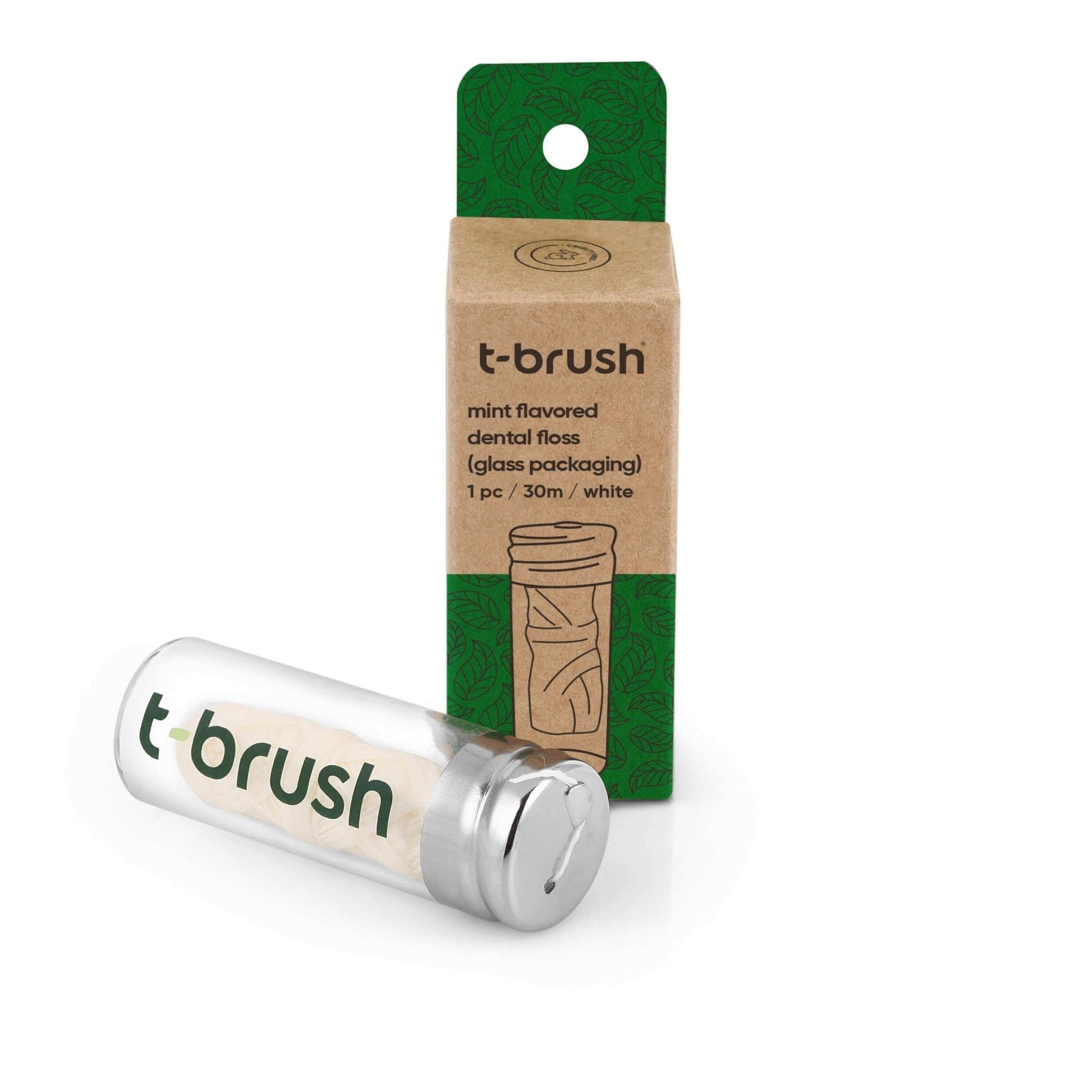 T - Brush Glass Bottle - Mint Flavored Floss (30m) - Docorp