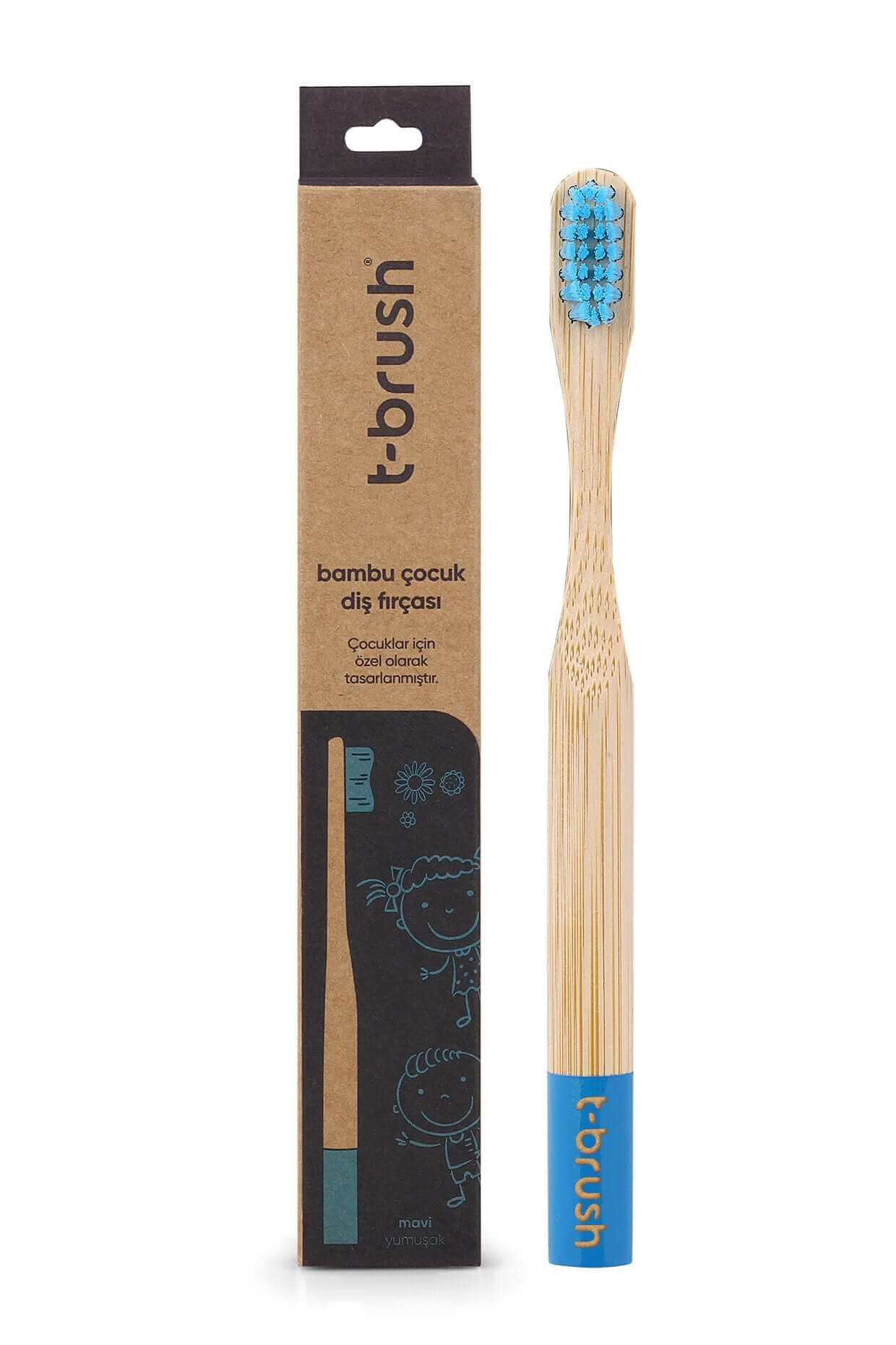 T - Brush Kids Bamboo Toothbrush - Blue - Pink Colour - Dupont Bristles - The Best Duo = Dupont + Bamboo - Best Gift - Cute Fun Toothbrush - Docorp