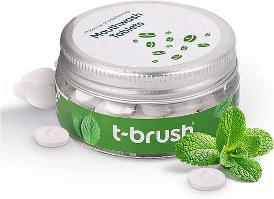 T - Brush Mouthwash for Adults, Floride Free, Mouthwash Fresh Breath Tablets to Help Fight Bad Breath, Zero Waste Alcohol Free 75 Tablets - Docorp